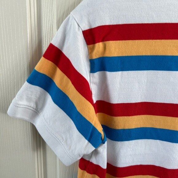VANS Colorful Striped Cropped Polo Shirt Top Red Yellow Blue Sz Small - Picture 13 of 15